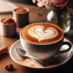 cup of coffee with cinnamon, hot beverage, coffee lovers, morning concept