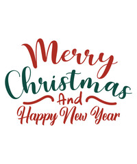 Merry Christmas and Happy New Year text calligraphy 