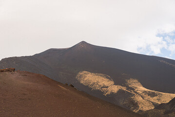 Mount Etna landscape in Sicily, Italy with blue sky
