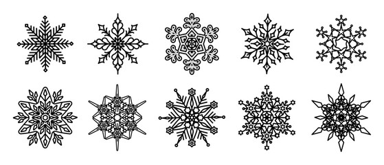 snow snowflake winter holiday season celebrate white christmas frozen ice sparkling vector illustration graphic design set - obrazy, fototapety, plakaty