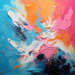 Abstract liquid acrylic art, bright painting for wall, background, space for text and design