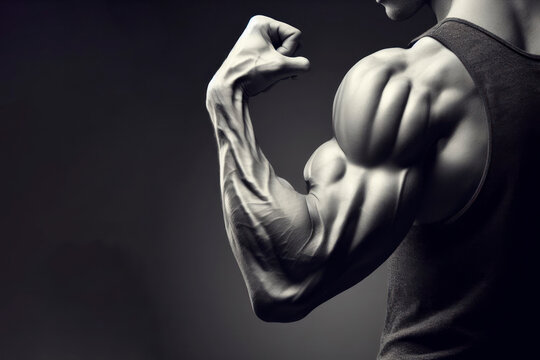 A Close Up Of A Man's Arm And Arm Muscles. Fitness For Men. ai generative