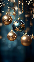 Fototapeta na wymiar Christmas decoration background. Christmas hanging balls wallpaper