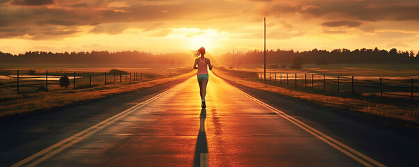 Running on the Road - Active Lifestyle and Athletic Achievement, 
Jogger's Perspective: Athlete Runner in Motion on Pavement, This image captures the essence of an active lifestyle
