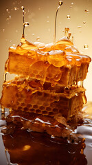 Realistic honeycomb with honey wallpaper