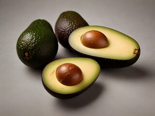 Avocados stacked studio shot with space for text bright background