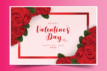cute valentine s day card with roses design vector illustration