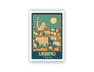 Urbino, Italy. Vintage Travel Posters. Vector art. Famous Tourist Destinations Posters Art Prints Wall Art and Print Set Abstract Travel for Hikers Campers Living Room Decor