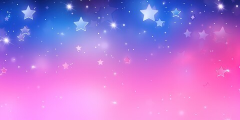 Bright pink and blue background with stars with gradient and gloss. Generative AI