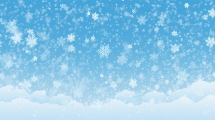 Naklejka premium Random falling snow flakes wallpaper. Snowfall dust freeze granules. Snowfall sky white teal blue background. Many snowflakes february vector. Snow nature scenery 