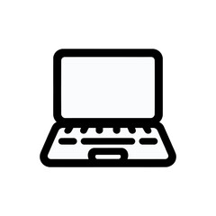Simple icon of open laptop laptop computer with blank screen, isolated
