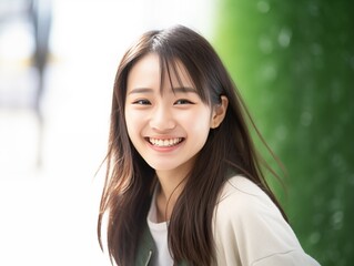 young cute asian smiling woman girl