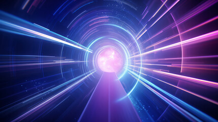 Fototapeta premium Hyperspace traveling through space, deep space, outer space, boom, explosion of light