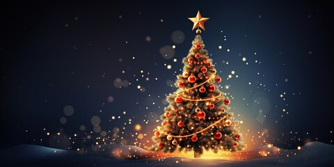 Holiday background with Christmas tree. Generative AI