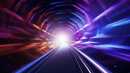 Hyperspace traveling through space, deep space, outer space, boom, explosion of light