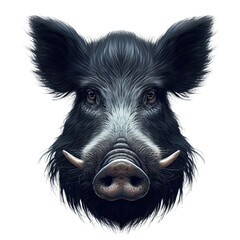 wild boar face shot , isolated on transparent background cutout - obrazy, fototapety, plakaty