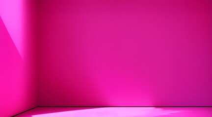 This is a beautiful Magenta backdrop image of an empty area in Magenta tones with play of light and shadow on the wall and floor. Magenta background for product presentation