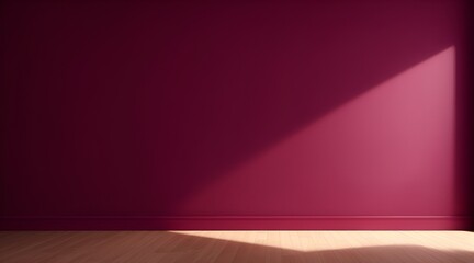 Fototapeta premium For design or creative work, This is a beautiful Maroon backdrop image of an empty area in Maroon tones with play of light and shadow on the wall and floor. Maroon background for product presentation
