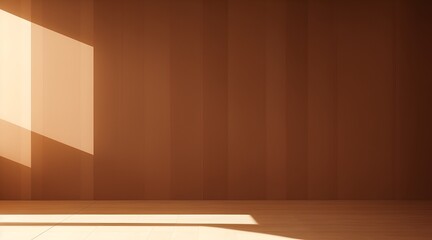Fototapeta premium For design or creative work, This is a beautiful Brown backdrop image of an empty area in Brown tones with play of light and shadow on the wall and floor. Brown background for product presentation