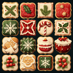 Christmas gift cookies on a platter. AI generative
