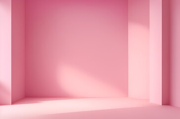 For design or creative work, This is a beautiful original backdrop image of an empty area in pink tones with a play of light and shadow on the wall and floor.