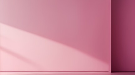 Fototapeta premium For design or creative work, This is a beautiful original backdrop image of an empty area in pink tones with a play of light and shadow on the wall and floor.