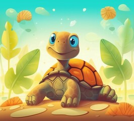 illustration of a cute cartoon turtle
