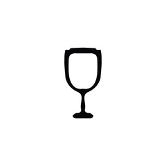 Wine glass icon. Simple style wine company big sale poster background symbol. Wine brand logo design element. Wine glass t-shirt printing. Vector for sticker.