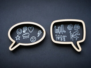 EQ and IQ concept. Speech bubbles with charts.