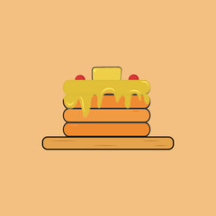 Fluffy pancakes in flat style, vector illustration