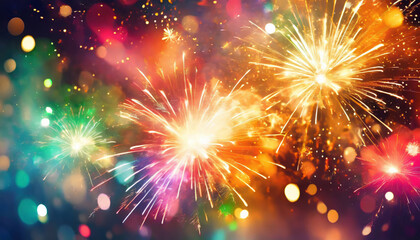 Colorful fireworks background - 677768417
