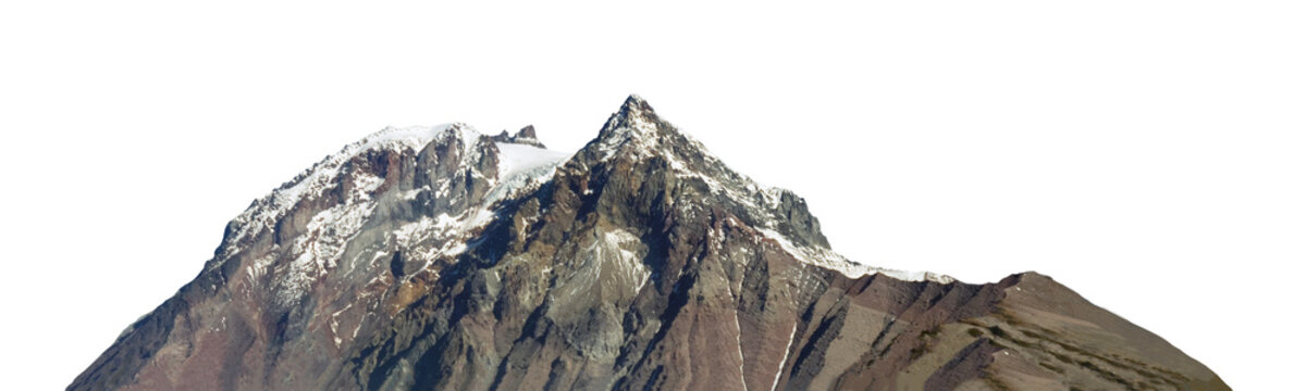 Mountain at close distance, Squamish, Canada. Mountain covered by ice and snow isolated on transparent background. PNG image.