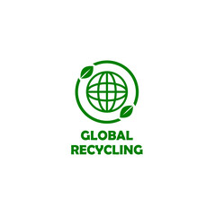 Global recycling icon illustration on white background