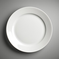 Fotografia de estilo mockup con detalle de plato de ceramica de color blanco, sobre superficie de colores neutros