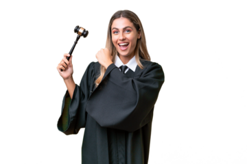 Judge Uruguayan woman over isolated background celebrating a victory