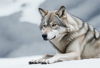 Obraz premium Majestic Grey Wolf in Snowy Habitat