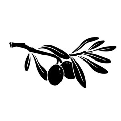 Silhouette, doodle of an olive branch with berries. Vector graphics.