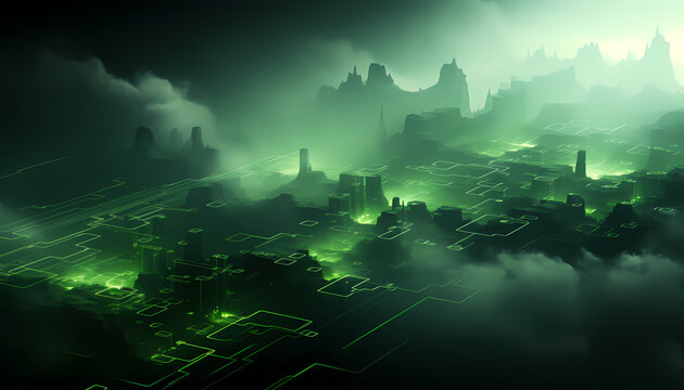 Green tech aesthetics in the fog