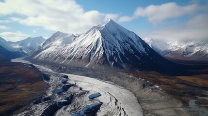 Aerial view of a mountain with a rock glacier near haines junction, yukon, canada - obrazy, fototapety, plakaty