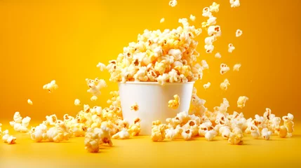 Foto op Plexiglas Traditional box of popcorn. Favorite movie theater snack. National Popcorn Day. © Nataliia