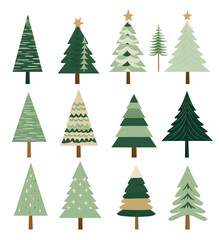 set of christmas trees illustration
