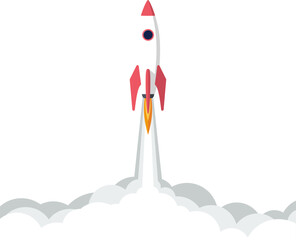 Illustration of a space rocket taking off. Start-up and business success concept.