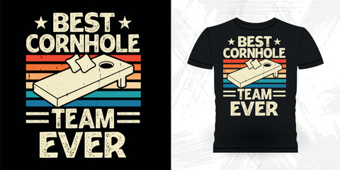 Best Cornhole Team Ever Funny Cornhole Player Retro Vintage Cornhole T-shirt Design