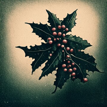 vintage christmas background with holly