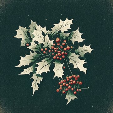 christmas background with holly