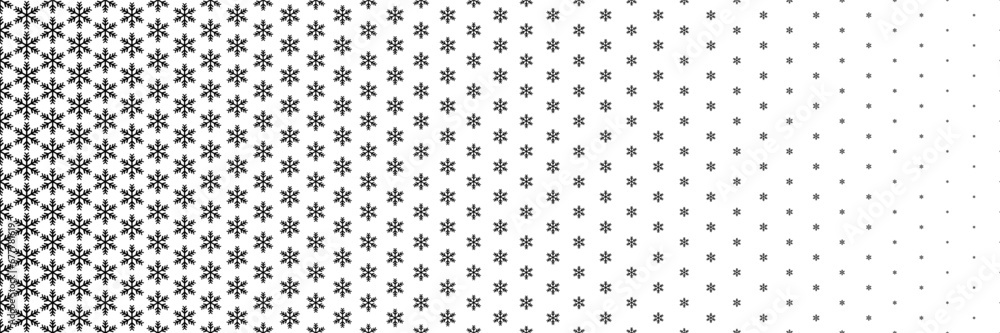 Poster horizontal black halftone of snow flakes design for pattern and background.