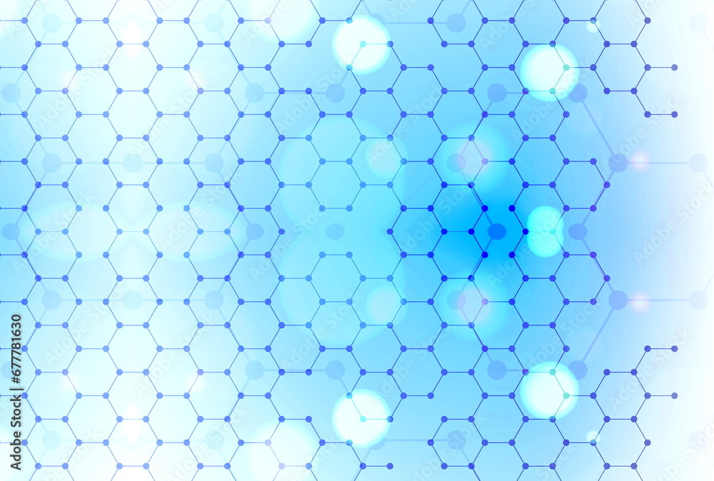 Poster blue simple hexagon geometric patterns on a white background