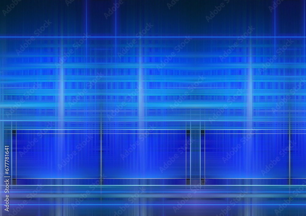 Poster abstract background pattern made of rectangles in neon blue composition