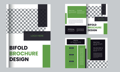 Vector business corporate bifold brochure template design.