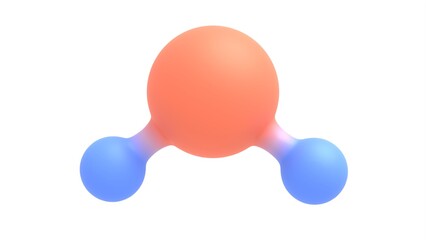 h2o molecular structure model 3d representation, also called water molecule. can be used to represent hydrogen and oxygen atoms, physics and chemistry	
